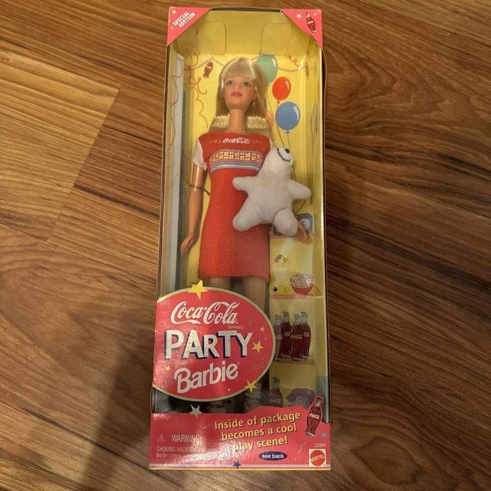 Barbie -‎ Coca-Cola Party Barbie Doll #22964 With Coke Polar Bear 1998 NRFB